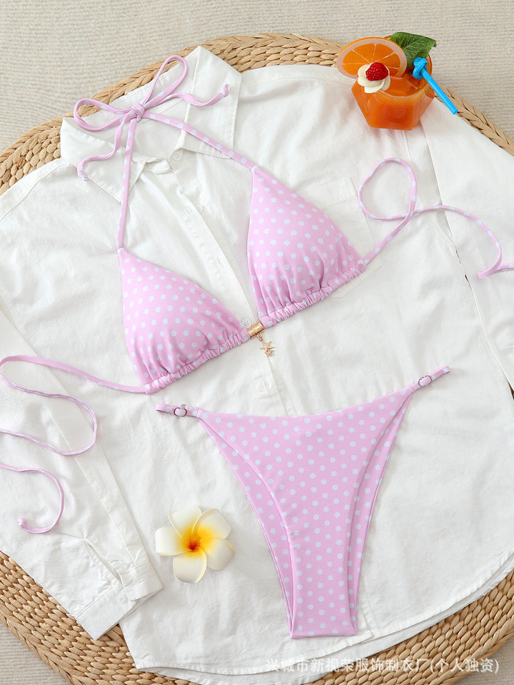 Dame Farverig prikket trekant-bikini Skovae