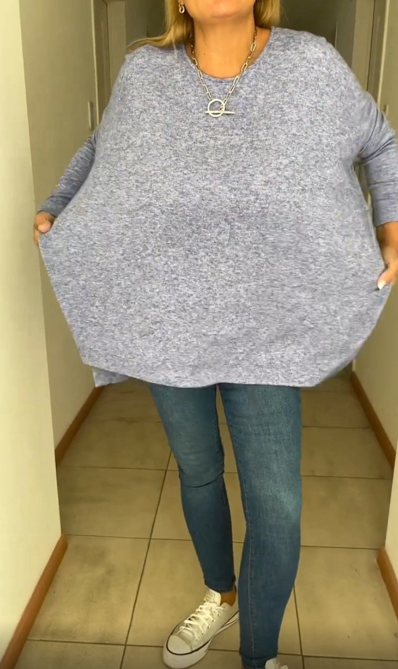 Dame løs pasform sweater med rund halsudskæring Stilla