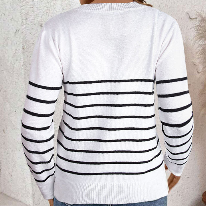 Dame mode strikket pullover med stribet design og materialer af høj kvalitet Stilla