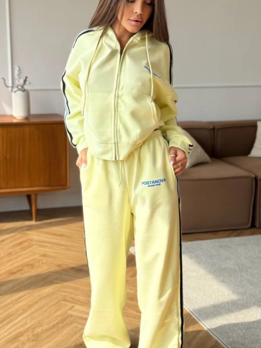 Kvinders sporty fritids sæt med casual zip hoodie og komfortable joggingbukser Stilla