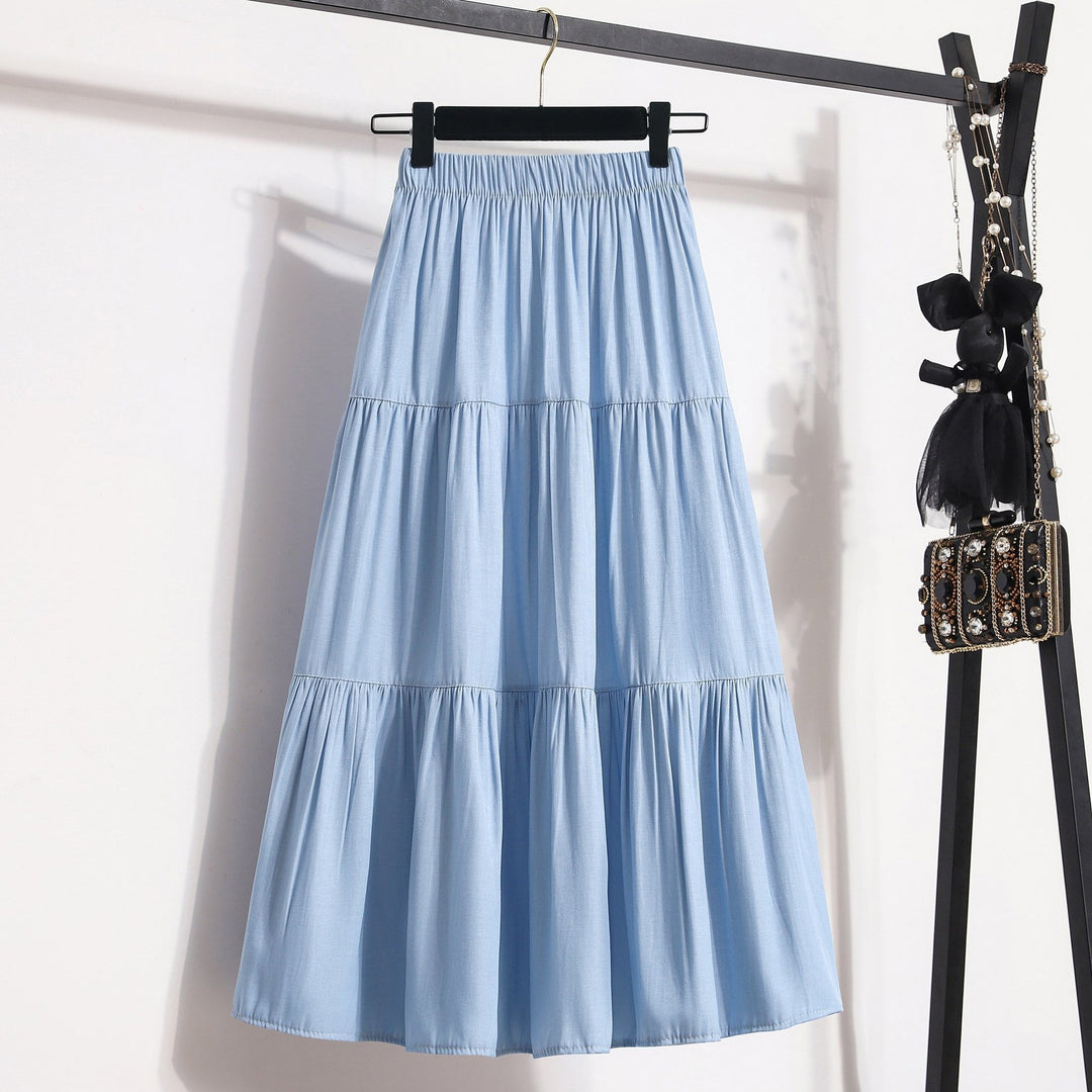 Dame midi-nederdel i afslappet vintage-stil Skovae
