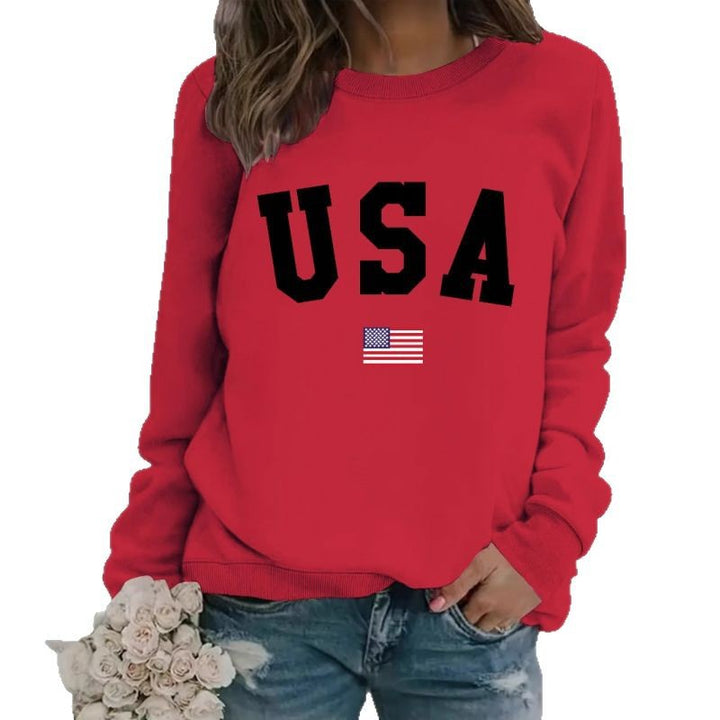 Kvinders sweatshirt med moderne USA udtalelse og hyggelig pasform Skovae