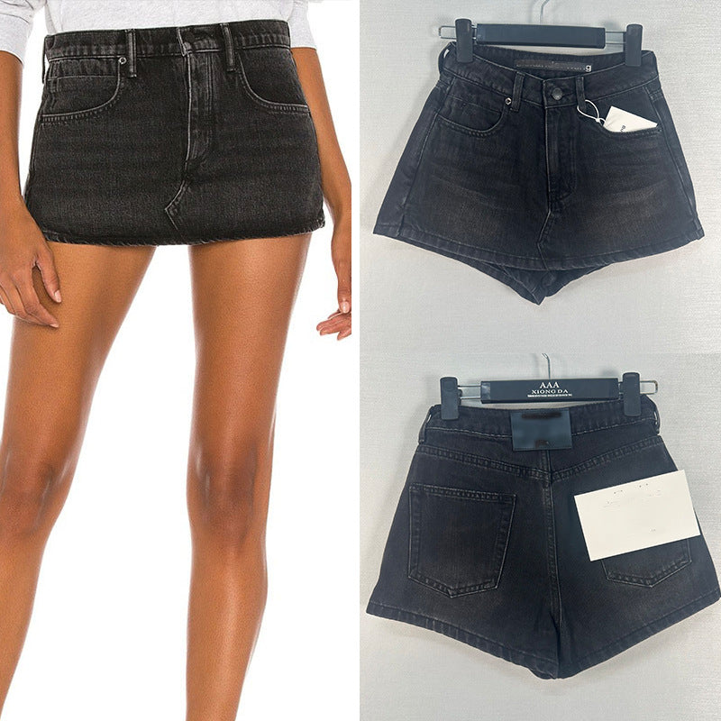 Dame afslappede denim shorts med høj talje og sidelommer Stilla