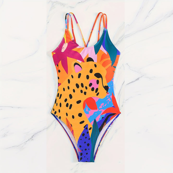 Dame Én-delt Badedragt med trendy Leopardmotiv og farverige accenter Stilla