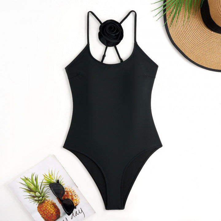 Dame one-piece badedragt med blomsterdekor og keyhole udskæring Skovae