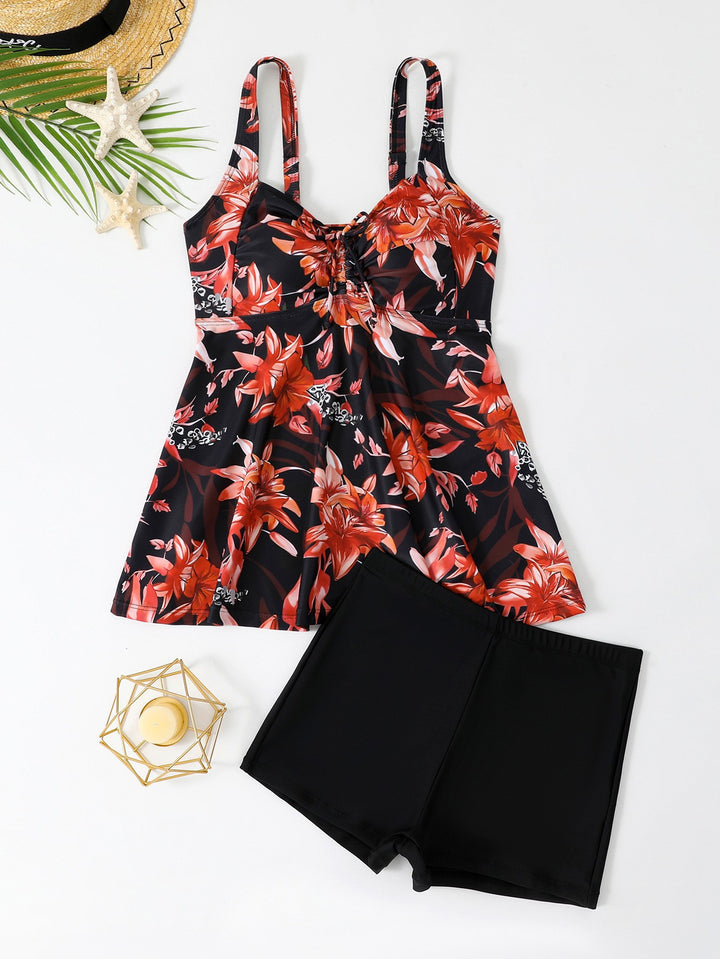 Dame Tankini-sæt med blomsterdesign og mode top Stilla