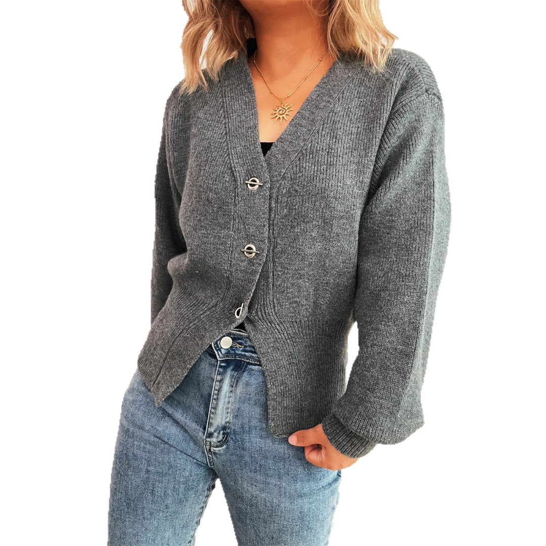 Kvinders cardigan med elegante knapdetaljer og moderne V-hals Stilla