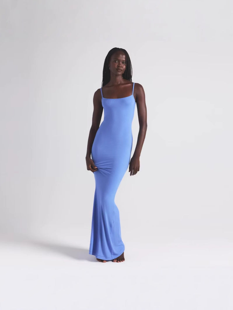 Damer Elegant Spaghetti-Rem Maxi-Kjole Stilla