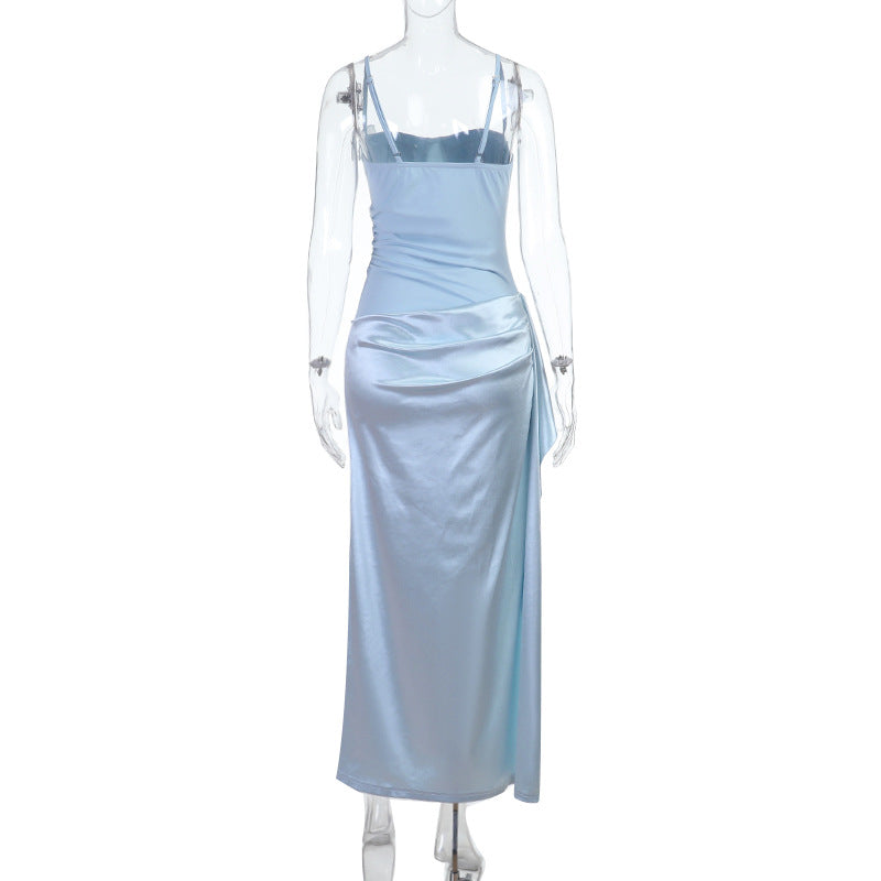 Dame elegant Maxi-kjole med asymmetrisk snit og fin drapering Skovae