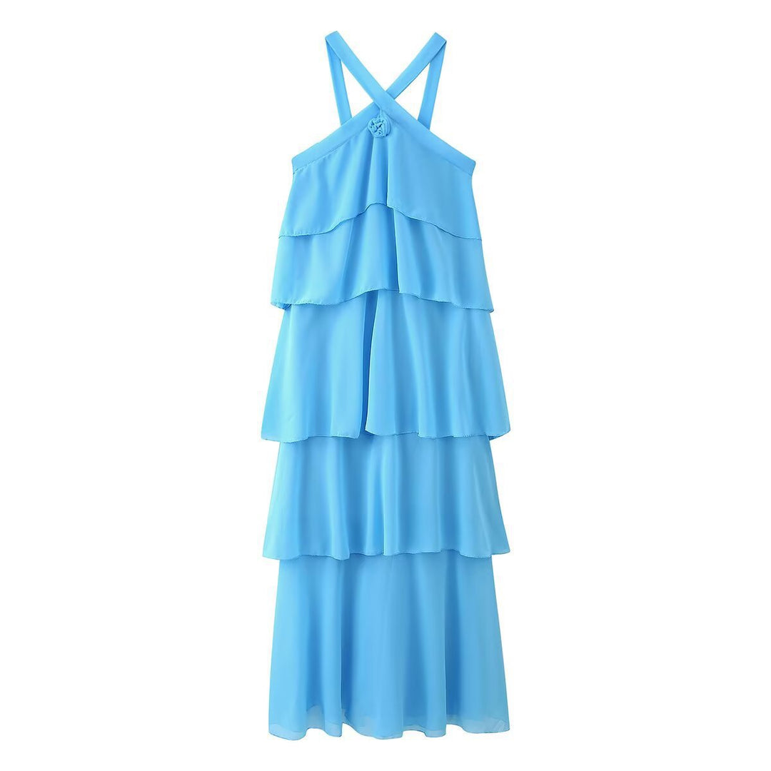 Femme Lagdelt Chiffon Maxi-Kjole Stilla