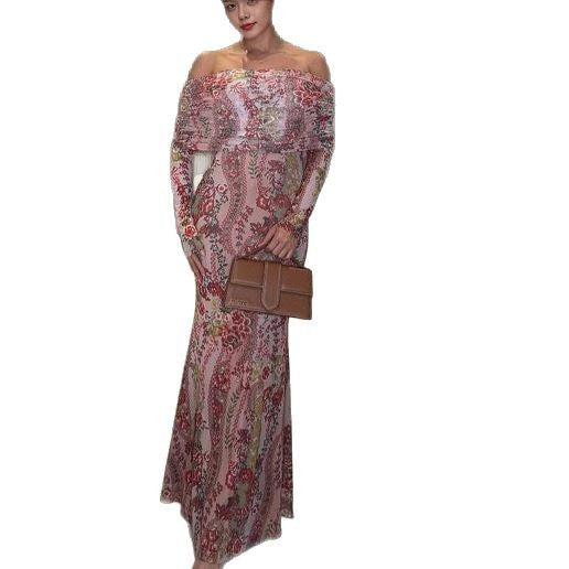 Femme Off-Shoulder Floral Maxi Kjole Stilla