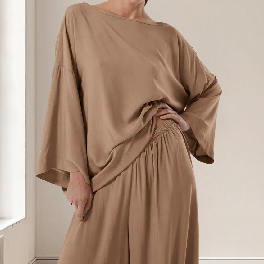 Dame komfortabel topmoderne loungebukser med bred pasform og elegante ærmer Stilla