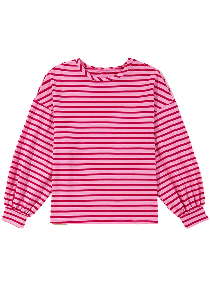 Dame Lækkert Sweatshirt med Bredskårne Ærmer og Moderne Striber Skovae