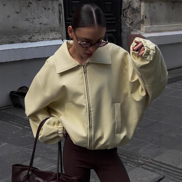 Dame Oversized Sweatjacke med moderne Ståkrave Stilla