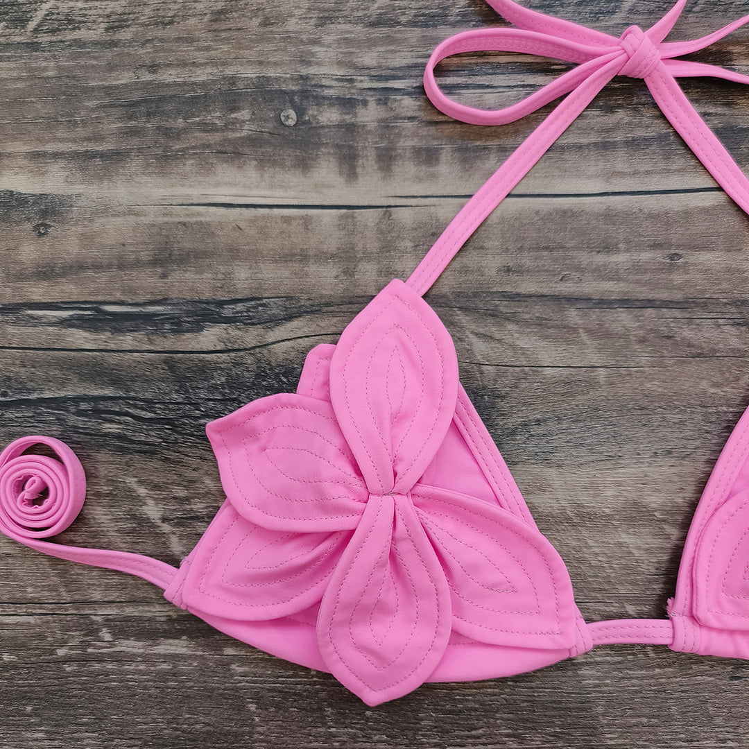 Dame bikini-sæt med blomstformede applikationer og justerbare stropper Stilla