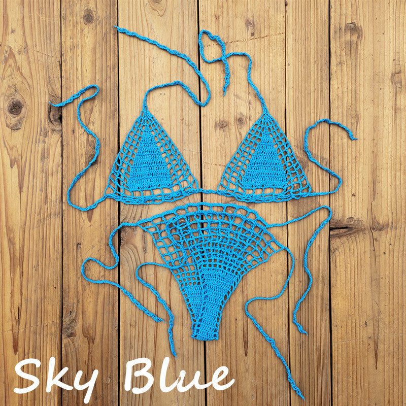 Dame Håndcrochet Bikini-sæt med unikt design og bindedetaljer Stilla