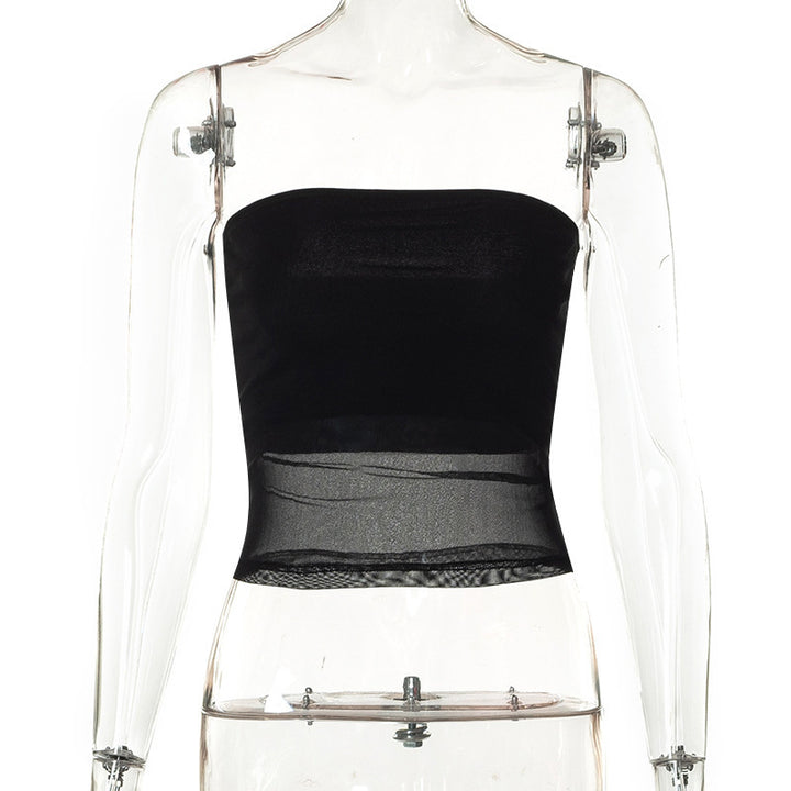 Damer bandeau Top i gennemsigtigt design med elastisk materiale Skovae
