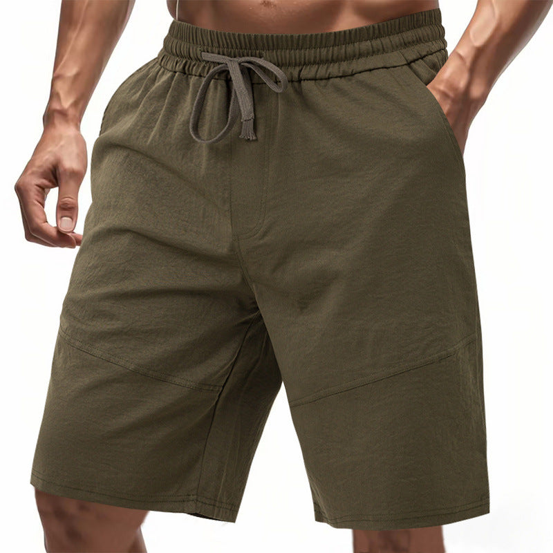 Herrer knælange linnedmix-shorts med elastisk snørelinning og sidelommer Skovae