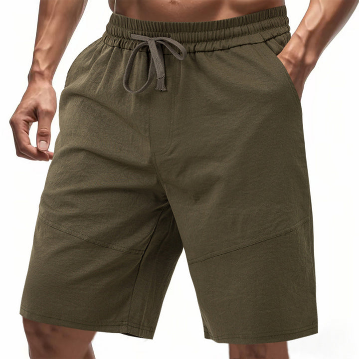 Herrer knælange linnedmix-shorts med elastisk snørelinning og sidelommer Skovae