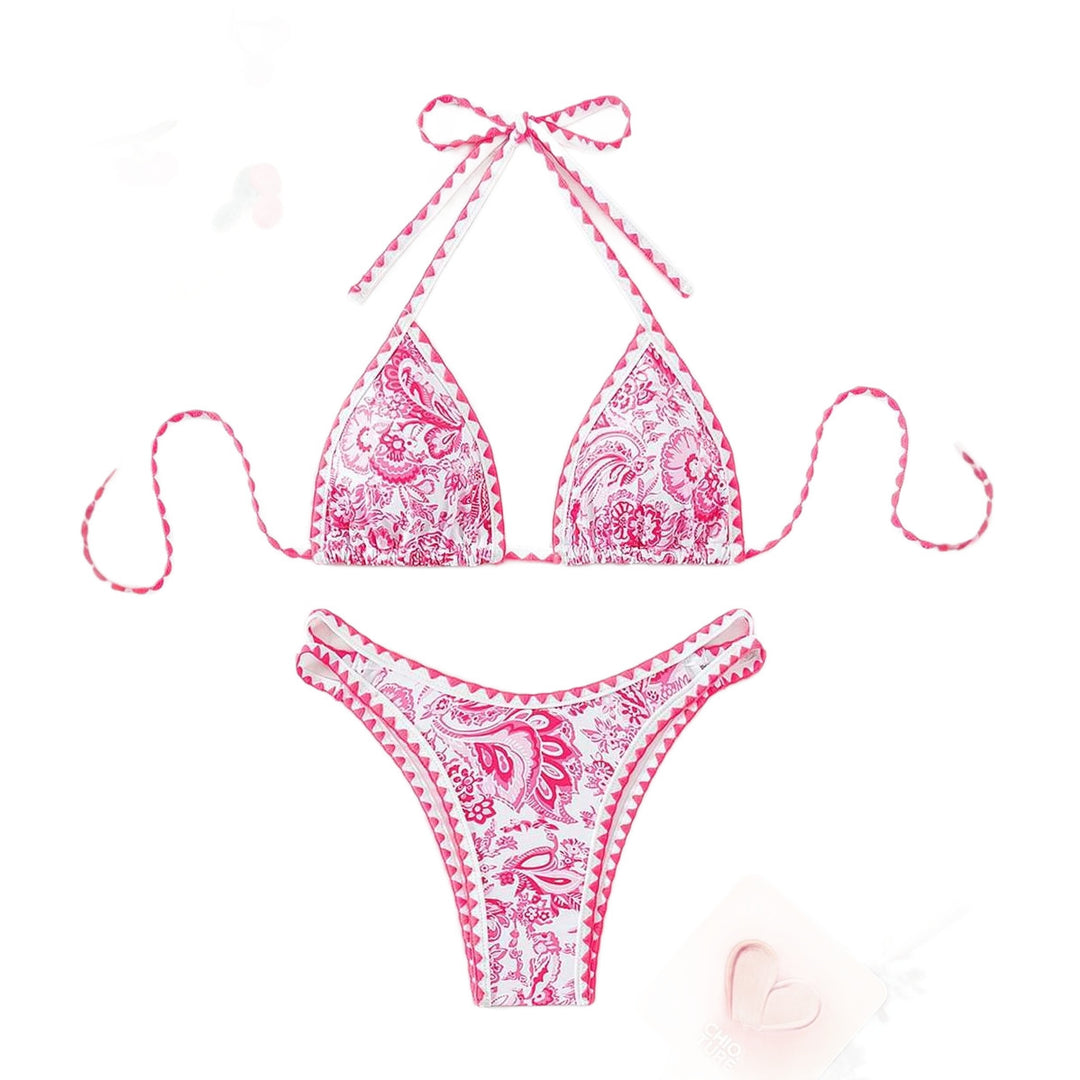 Damer triangle bikini med unikt paisleymønster og justerbare stropper Skovae
