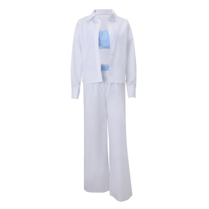 Dame Bustier-top med fine stribedetaljer og elegant spidsdekoration Stilla
