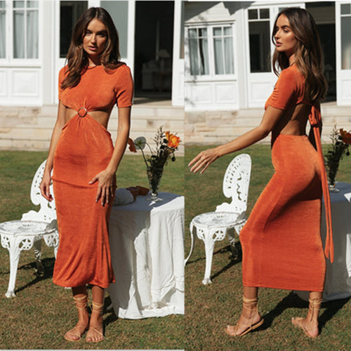 Kvinders Cut-Out Maxi Kjole med Stilfuld Ring Detalje og Elegant Pasform Stilla