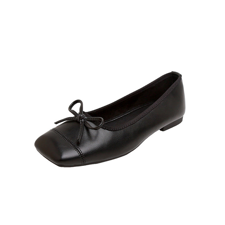 Dame ballerinas med elegant sløjfedetalje og blød lædoverflade Stilla