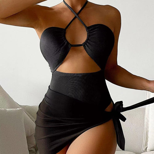 Dame Cut-Out Badedragt med Chic-Rock-design og elegant knudedetalje Skovae