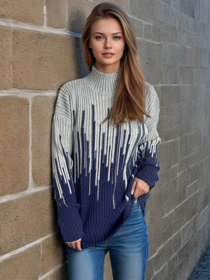 Dames fashionable sweater med tekstureret kabelmønster og harmoniske farvegradienter Stilla