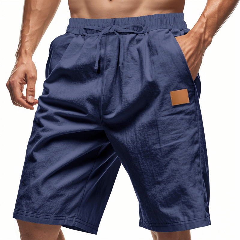 Herrer nano lette fritids-Bermudashorts med elastisk talje, snøre og diskret læderapplikation Skovae