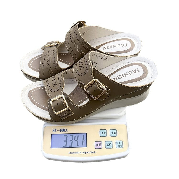 Dame Komfortable Plateau-Sandaler med dekorativ spænde og ergonomisk fodseng Stilla