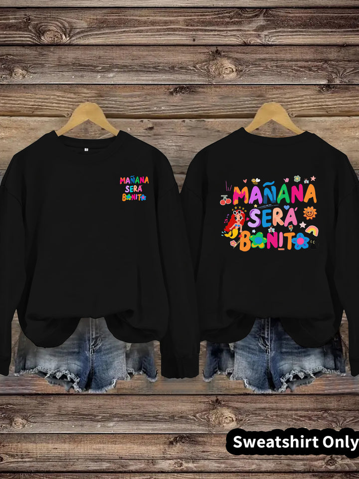 Kvinders sweatshirt med legende farverig print og afslappet pasform Stilla