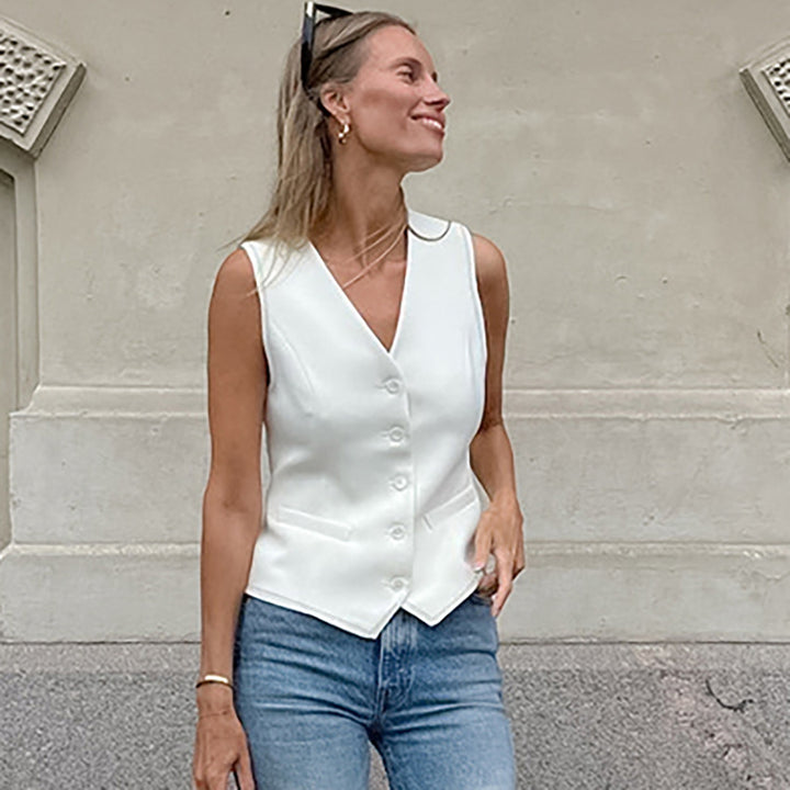 Dame Elegant Vest med figursyet snit og praktiske lommer Stilla