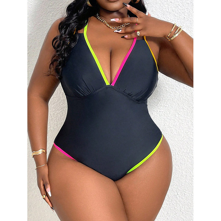 Dame elegant one-piece badedragt med kontrasterende detaljer Skovae