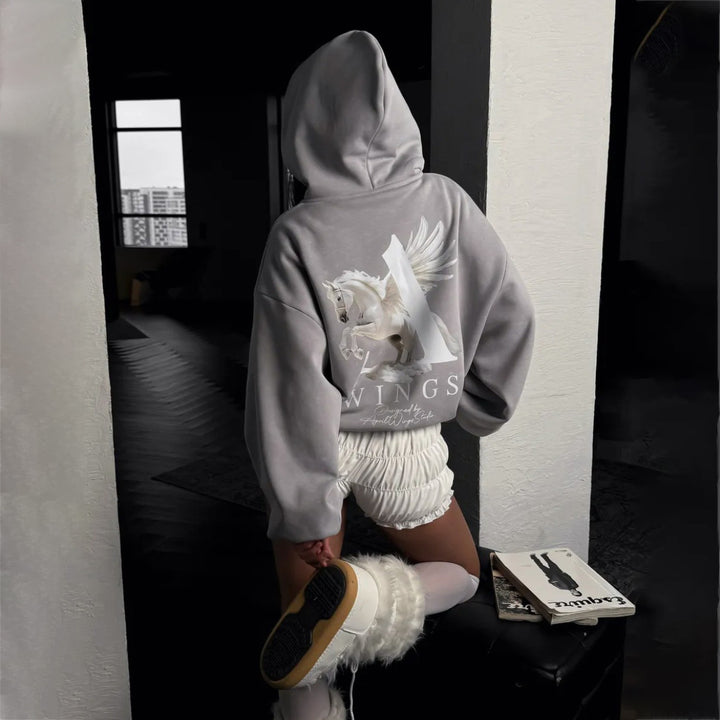 Dame Urban Hoodie med unikt grafisk design Stilla