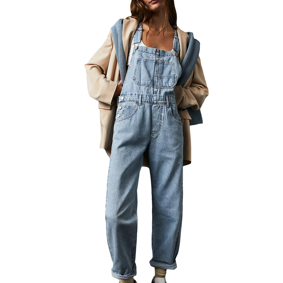 Dame casual denim overalls med praktiske lommer og justerbar talje Skovae