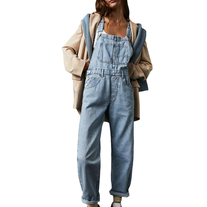 Dame casual denim overalls med praktiske lommer og justerbar talje Skovae