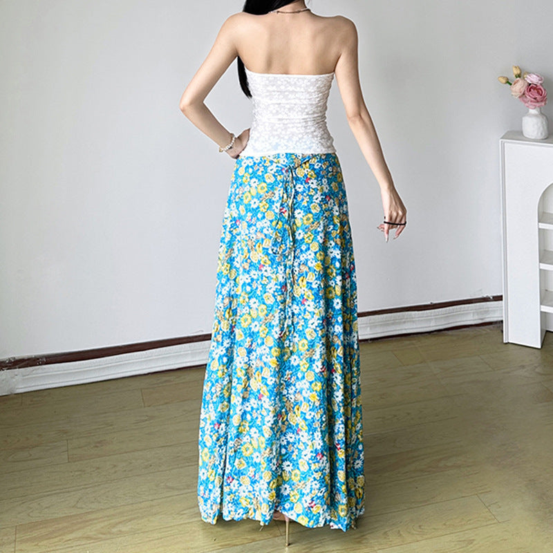 Dame bandeau-top med blomstermønster og flettet detalje Skovae