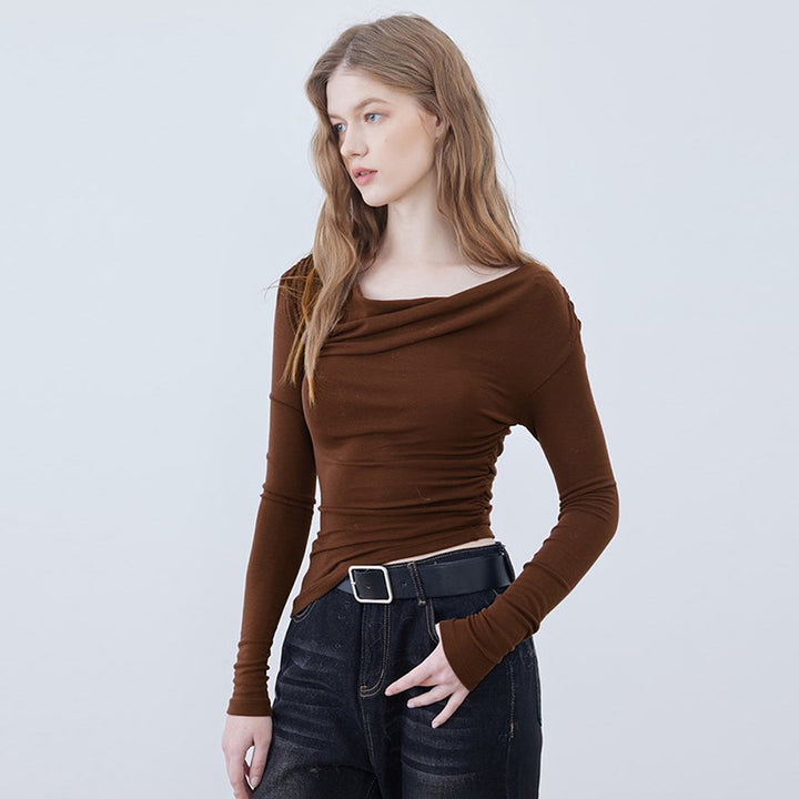 Femme Off-Shoulder Raffung Langærmetop Stilla