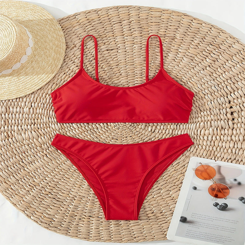 Dame Bikini-sæt med højskåret underdel og minimalistiske stropper Stilla