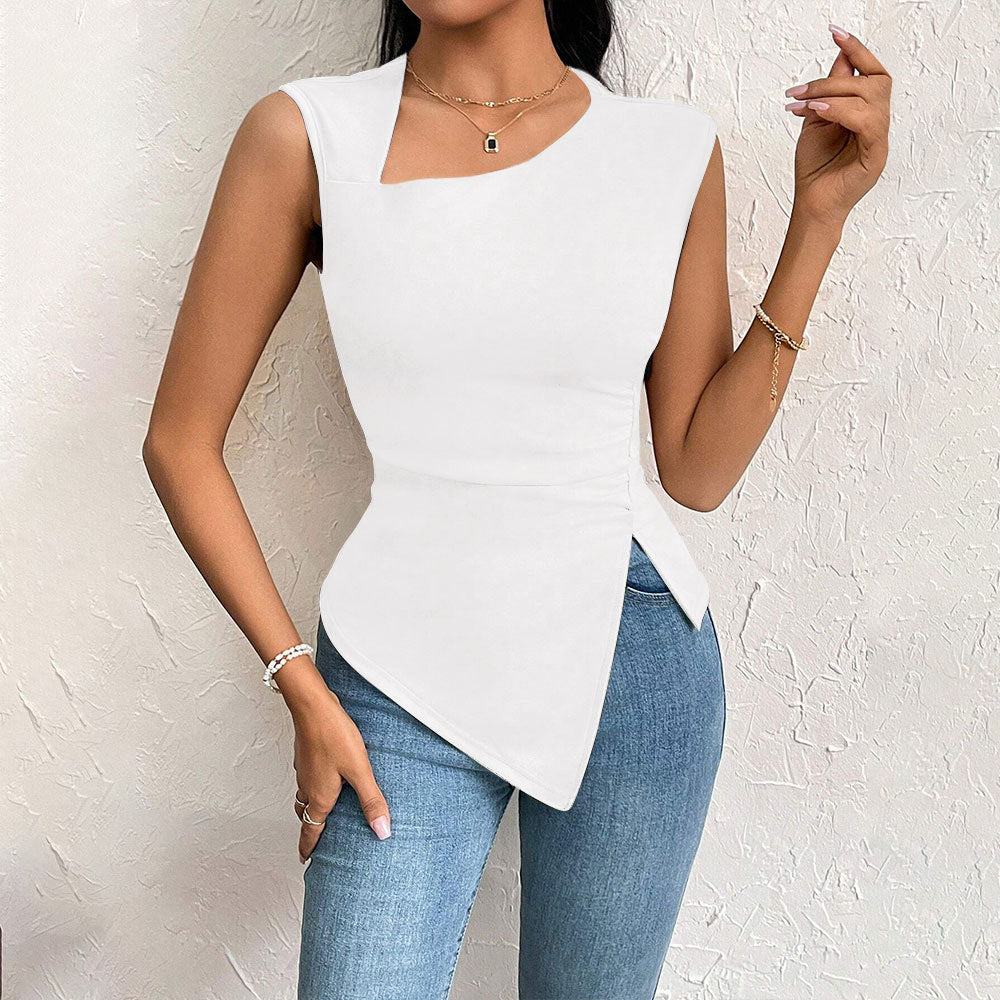 Kvindernes asymmetrisk top med elegant drapering og fashionable udskæring Stilla