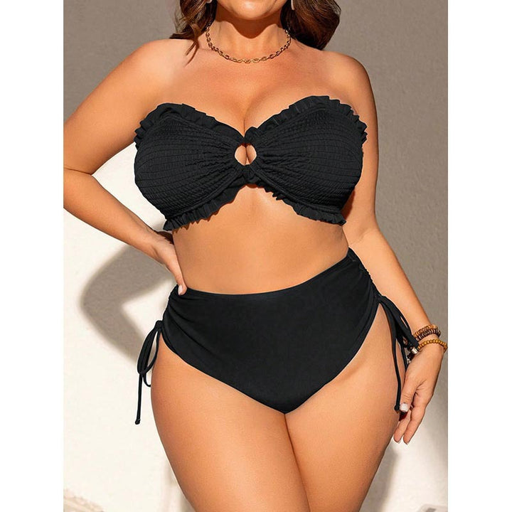 Dame bandeau bikini med ruffles detaljer og justerbart bunde Skovae
