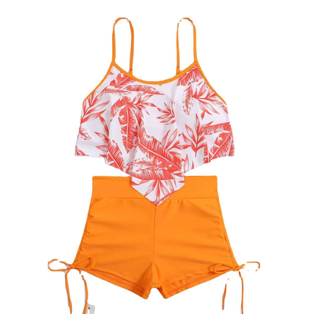 Dame Sporty Tankini-sæt med rynker og justerbare stropper Skovae