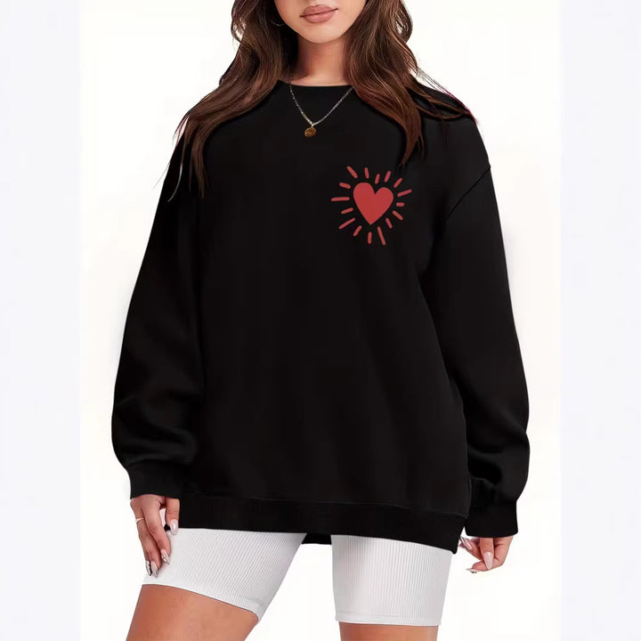Kvinders sweatshirt med afslappet hjertemotiv og oversized pasform Skovae