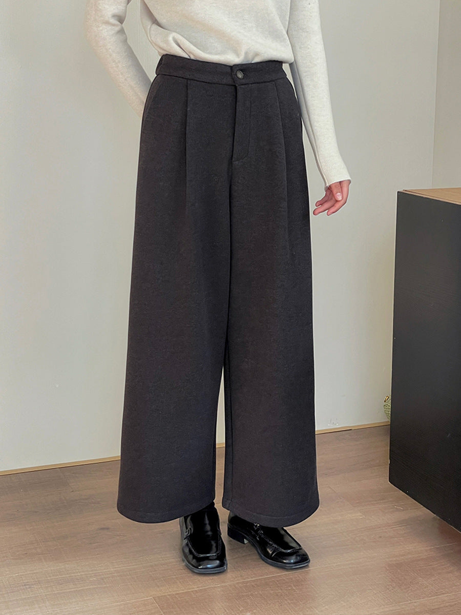 Dame brede, elegante bukser med plisseringer og struktureret stof Stilla