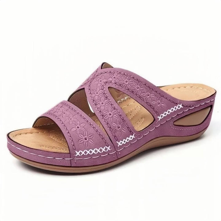 Dame komfort-sandaler med floralt broderi og ergonomisk sål Stilla