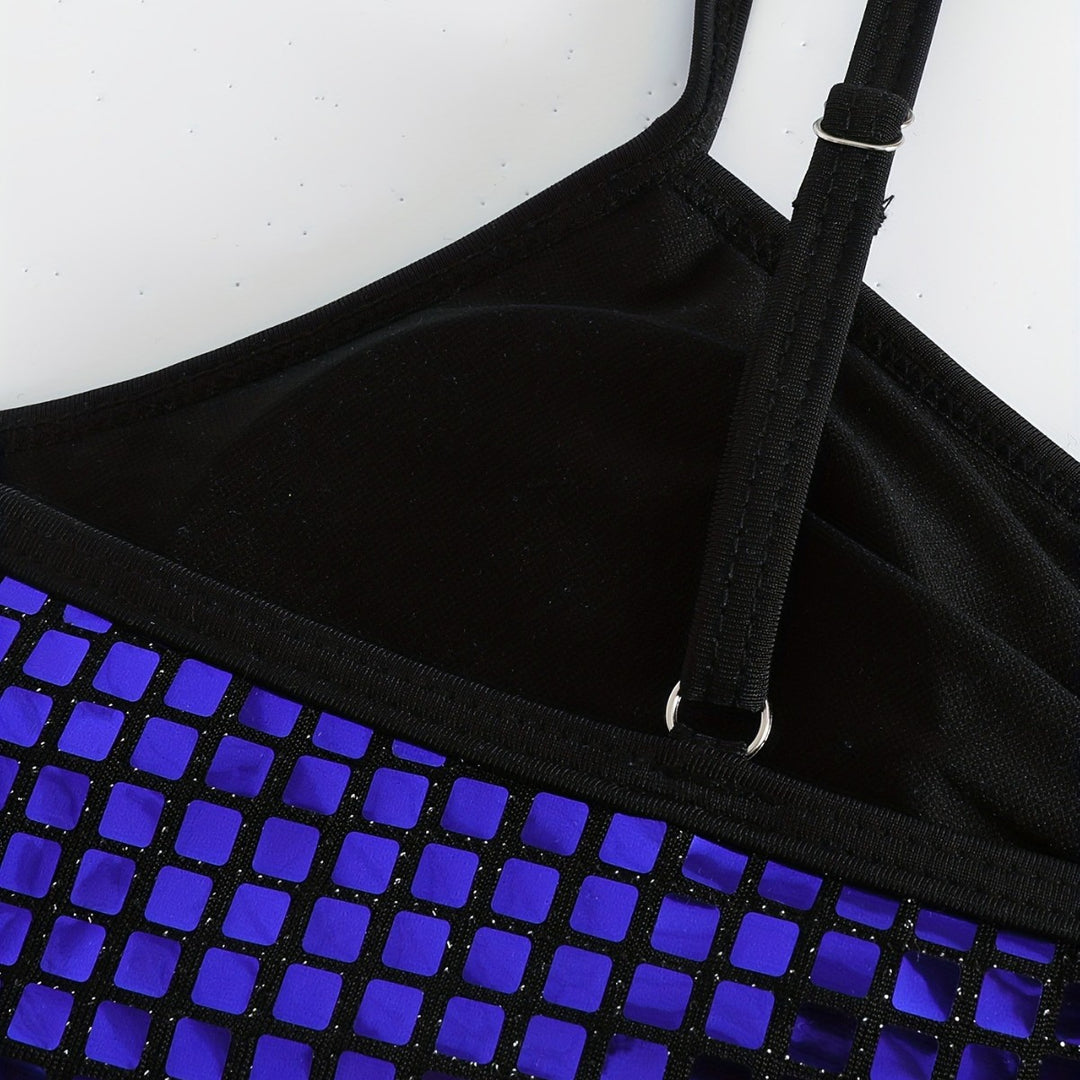 Dame Crop-Bikini-Top med glitrende netdesign Skovae