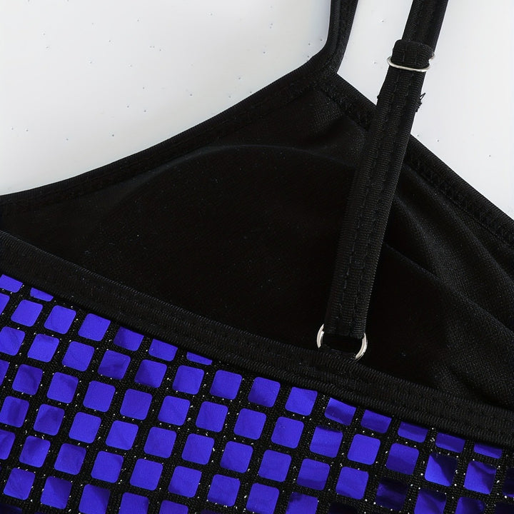 Dame Crop-Bikini-Top med glitrende netdesign Skovae