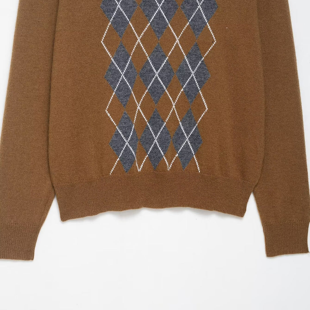 Damer elegant polo shirt med ternet mønster og knapdetaljer Stilla