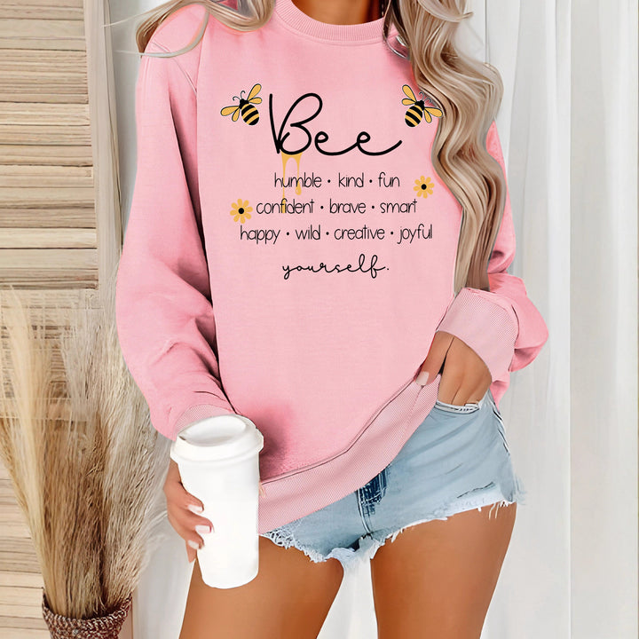 Dame sweatshirt med inspirerende bi-motiv og positive affirmationer Stilla